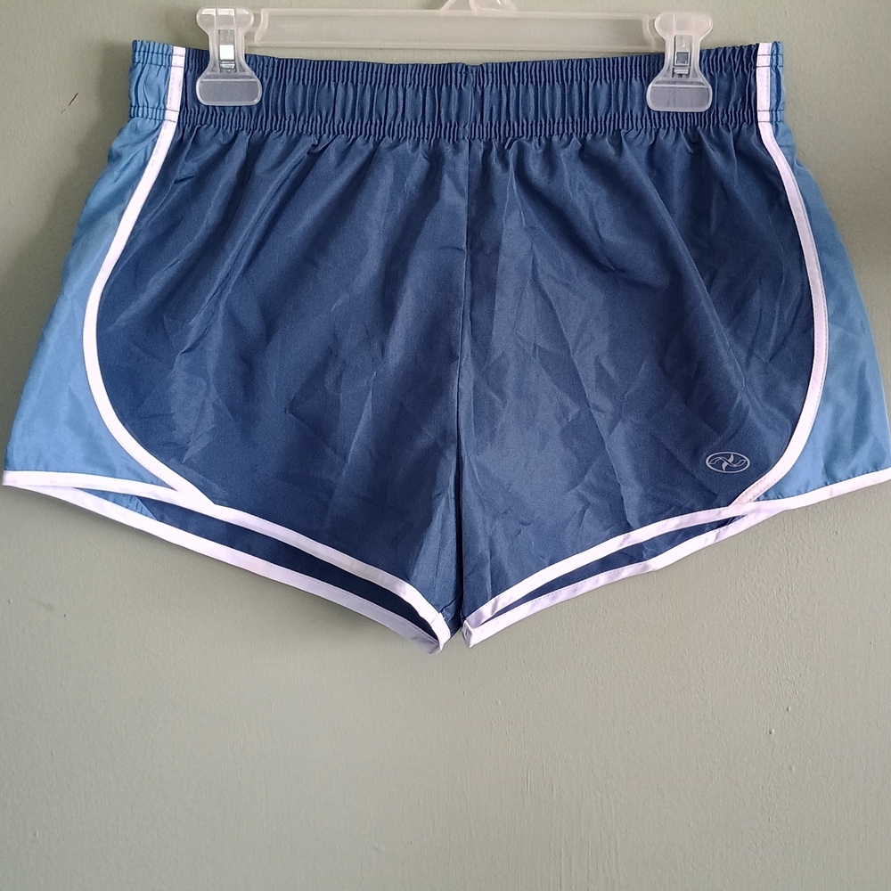 Blue Athletic Shorts with Retro-Inspired Trim